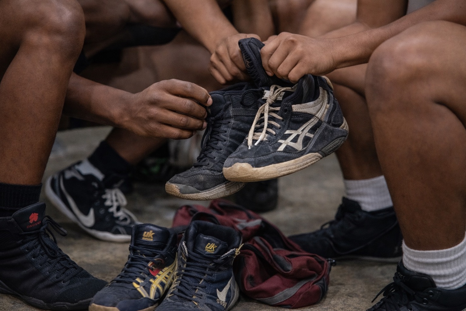 Committed student-athletes lined up together during training